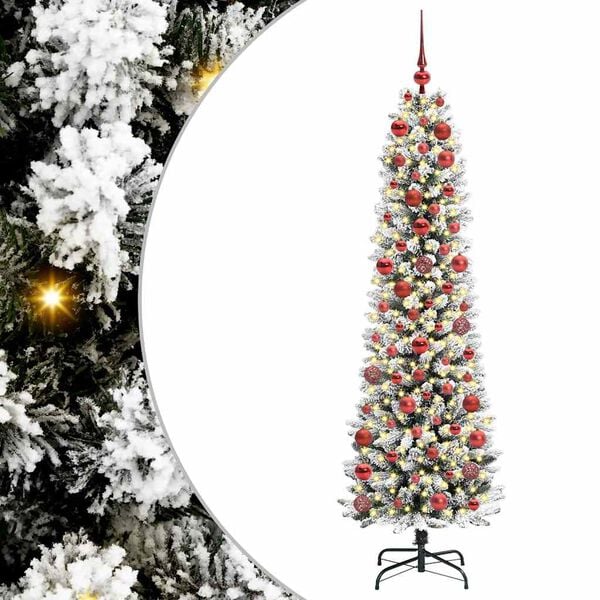 vidaXL Sapin de No&euml;l artificiel avec 300 LED Vert et blanc 180 cm