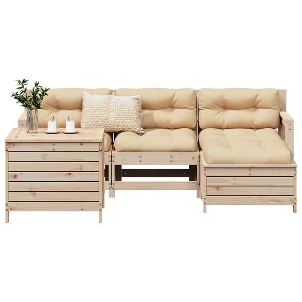 vidaXL Salon de jardin 5 pcs bois de pin massif