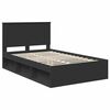 vidaXL Cadre de lit avec tiroir Noir 135 x 190 cm Bois de pin massif