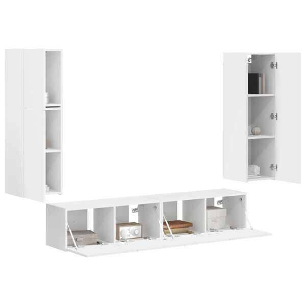 vidaXL Ensemble meuble TV Montage mural 4 pcs Blanc Bois d'ing&eacute;nierie
