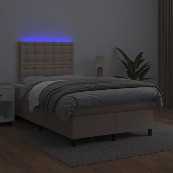 vidaXL Sommier &agrave; lattes de lit avec matelas LED cappuccino 120x190 cm