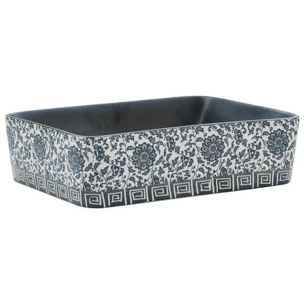 vidaXL Vasque &agrave; poser noir/bleu rectangulaire 46x35,5x13 cm c&eacute;ramique