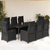 vidaXL Ensemble &agrave; manger de jardin 9pcs coussins noir r&eacute;sine tress&eacute;e