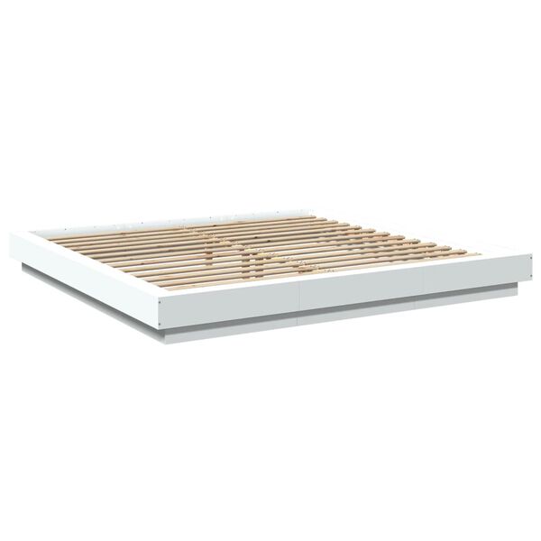 vidaXL Cadre de lit avec lumières LED sans matelas blanc 180x200 cm