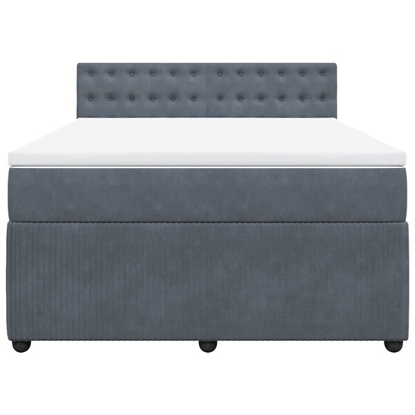 vidaXL Sommier &agrave; lattes de lit et matelas Gris fonc&eacute; 140x200cm Velours