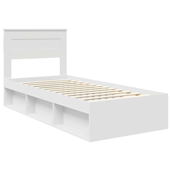vidaXL Cadre de lit avec matelas Blanc 75 x 190 cm Pin massif