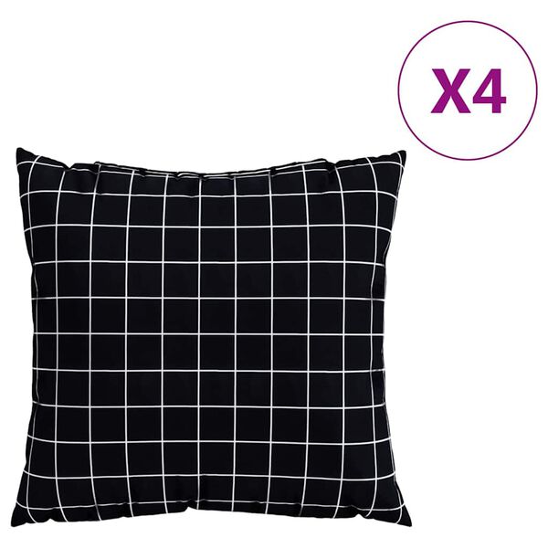 vidaXL Coussins &Eacute;parpill&eacute;s &Agrave; carreaux 4 pcs Carreaux Noirs 50 x 50 cm