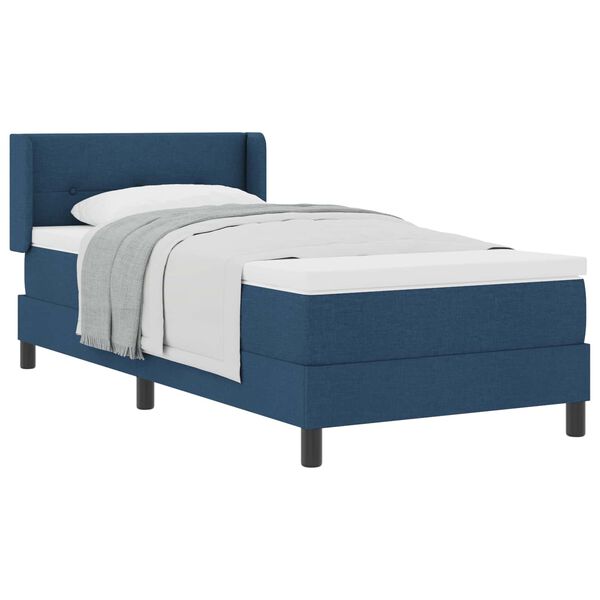 vidaXL Lit &agrave; ressorts avec matelas Bleu 200 x 100 cm Polyester