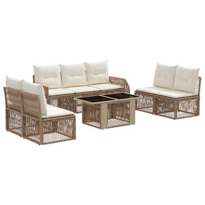 vidaXL Ensemble de canap&eacute; de jardin 8 pc Beige et blanc cr&egrave;me