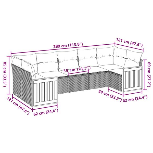 vidaXL Salon de jardin avec coussins 7 pcs beige r&eacute;sine tress&eacute;e