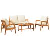 vidaXL Ensemble bistrot 4 pcs Marron et Crème Bois d'Acacia Massif