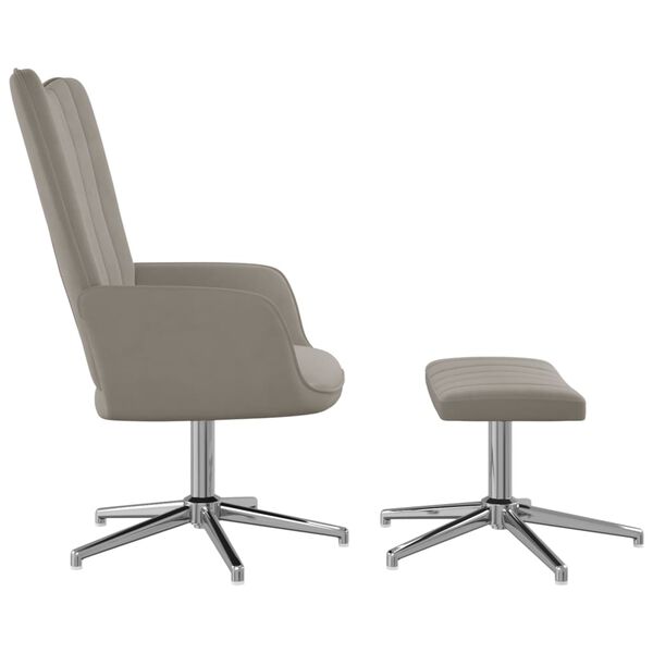 vidaXL Chaise de relaxation avec tabouret Gris clair Velours