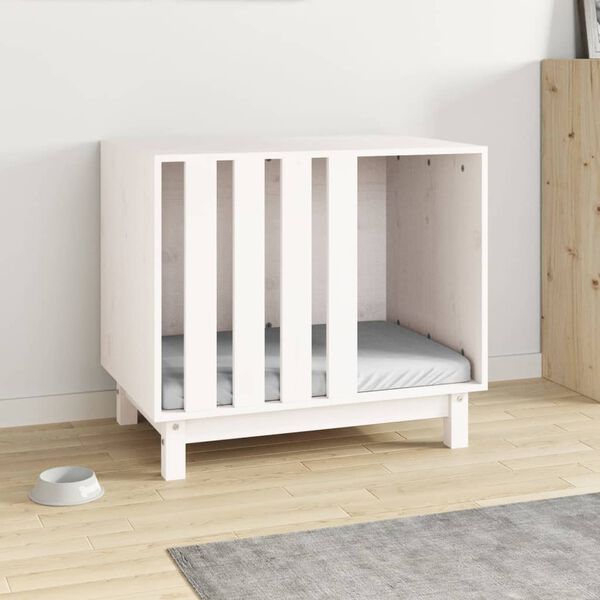 vidaXL Niche pour chien Blanc 70x50x62 cm Bois de pin massif