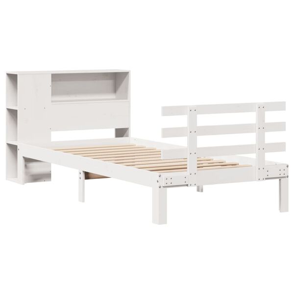 vidaXL Lit biblioth&egrave;que sans matelas blanc 90x190cm bois de pin massif