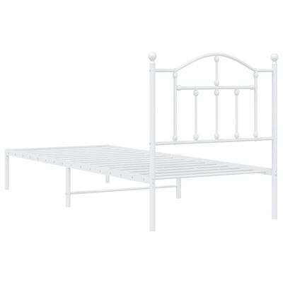 vidaXL Cadre de lit métal sans matelas avec tête de lit blanc 90x200cm