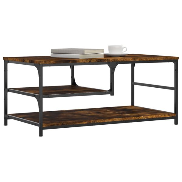 vidaXL Table basse ch&ecirc;ne fum&eacute; 90x49x40 cm bois d'ing&eacute;nierie