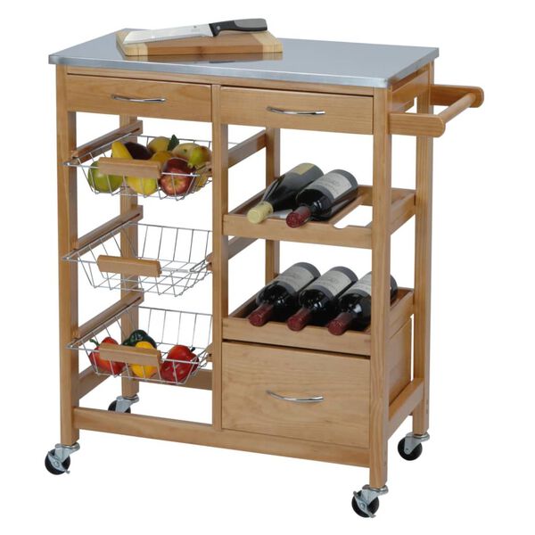 Excellent Houseware Chariot de cuisine avec 3 tiroirs Bois