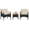 vidaXL Salon de jardin 3 pcs avec coussins noir r&eacute;sine tress&eacute;e