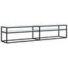 vidaXL Meuble TV Marbre blanc 200x40x40,5 cm Verre tremp&eacute;