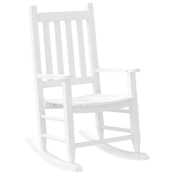 vidaXL Chaise &agrave; bascule enfants blanc bois de peuplier massif