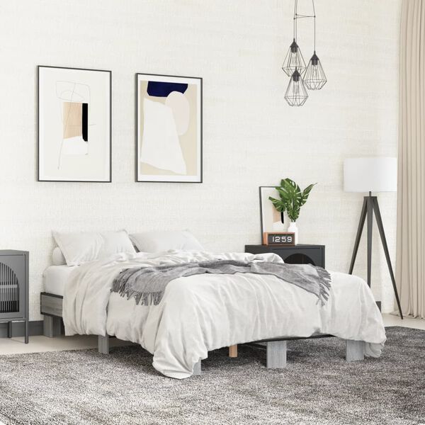 vidaXL Cadre de lit sans matelas sonoma gris 140x190 cm