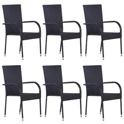 vidaXL Ensemble de salle à manger de jardin 7 pcs Résine tressée Noir