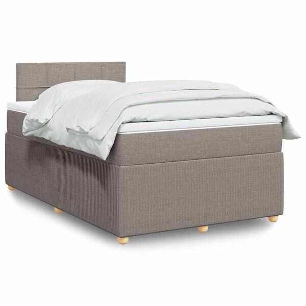 vidaXL Sommier &agrave; lattes de lit avec matelas taupe 120x190 cm tissu