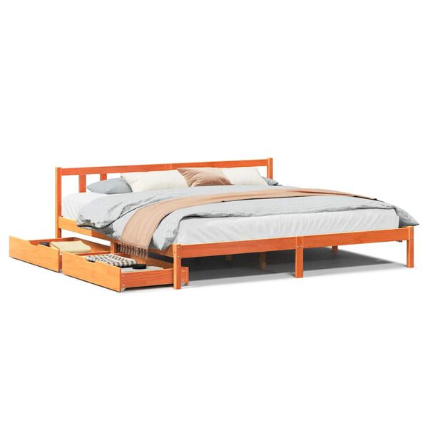 vidaXL Cadre de lit sans matelas cire marron 180x200cm bois pin massif