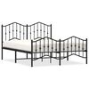 vidaXL Cadre de lit m&eacute;tal sans matelas avec pied de lit noir 135x190cm