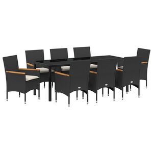 vidaXL Ensemble de salle &agrave; manger pour jardin 9 pcs Noir polyrotin