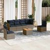 vidaXL Salon de jardin 7 pcs avec coussins gris r&eacute;sine tress&eacute;e