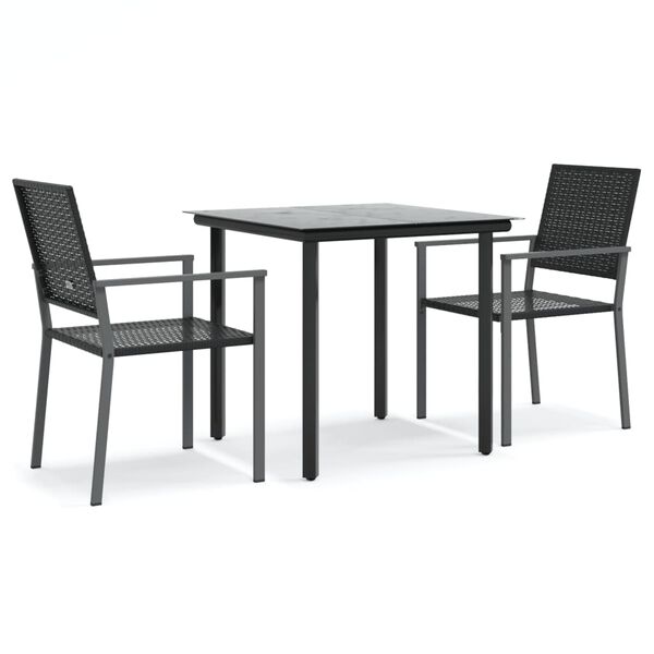 vidaXL Ensemble &agrave; manger de jardin 3 pcs r&eacute;sine tress&eacute;e acier