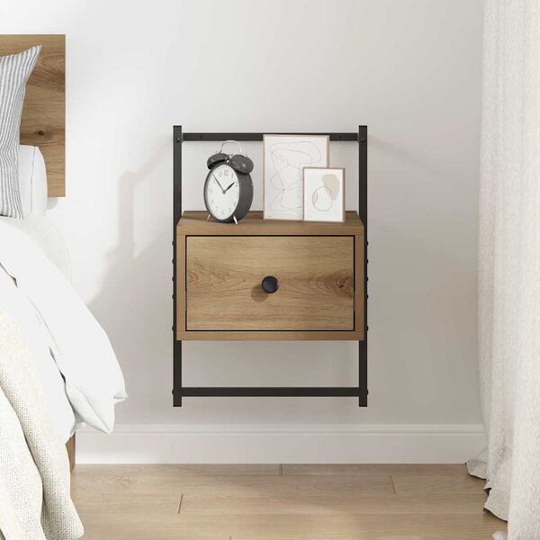 vidaXL Cabinet de chevet avec tiroir Ch&ecirc;ne artisanal 35 x 30 x 51 cm