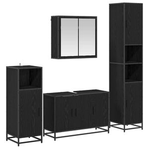 vidaXL Ensemble de mobilier de salle de bain 4 pc Ch&ecirc;ne noir
