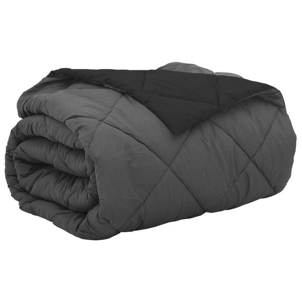 vidaXL Duvet d'&eacute;t&eacute; simple Noir et anthracite 220 x 260 cm Microfibre