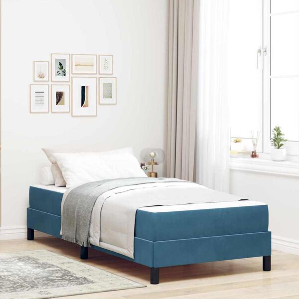 vidaXL Lit à ressorts avec matelas Bleu foncé 80 x 220 cm tissu
