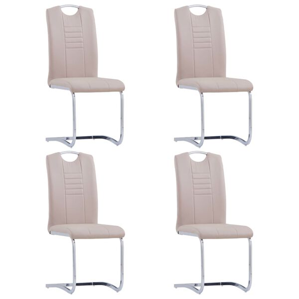 vidaXL Chaises à manger cantilever lot de 4 cappuccino similicuir