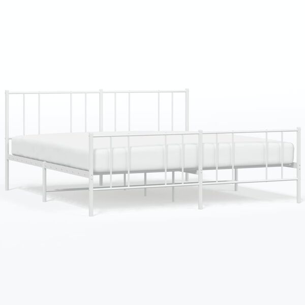 vidaXL Cadre de lit m&eacute;tal sans matelas et pied de lit blanc 200x200 cm