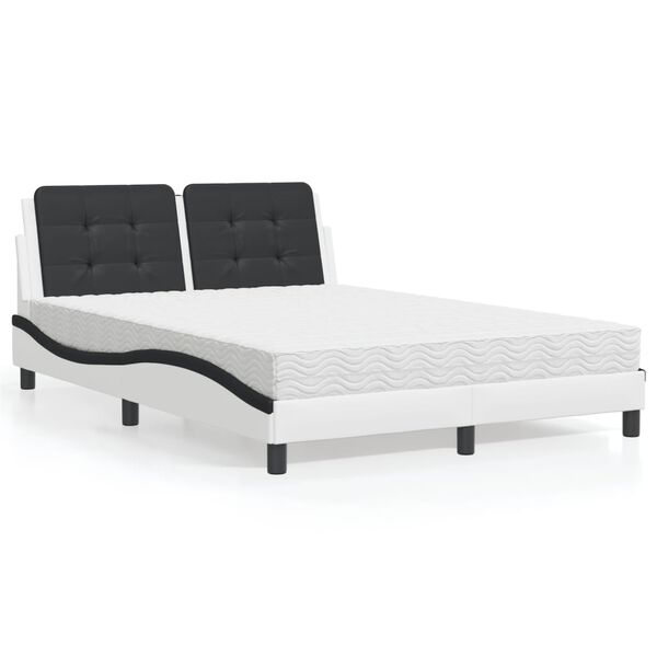 vidaXL Lit avec matelas Zadar blanc et noir 140x200 cm similicuir