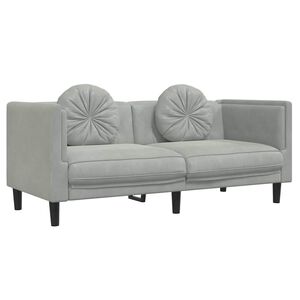 vidaXL Canap&eacute; avec coussins 2 places gris clair velours