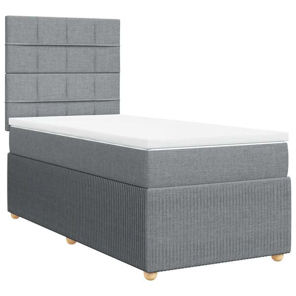 vidaXL Sommier à lattes de lit et matelas Gris clair 90x190 cm Tissu