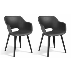 Keter Chaises d'ext&eacute;rieur Akola lot de 2 Graphite