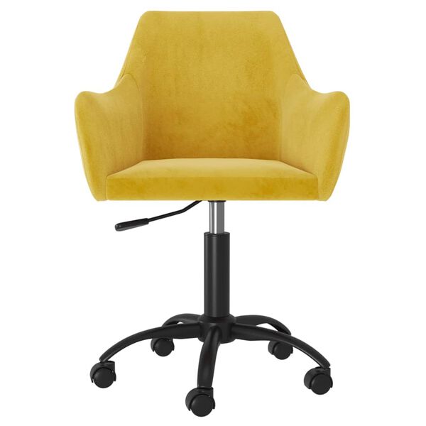 vidaXL Chaise pivotante de salle &agrave; manger Jaune moutarde Velours