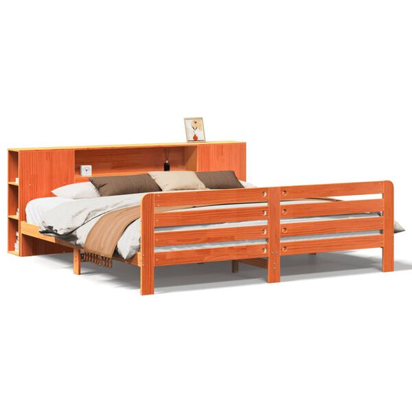 vidaXL Cadre de lit sans matelas cire marron 200x200cm bois pin massif