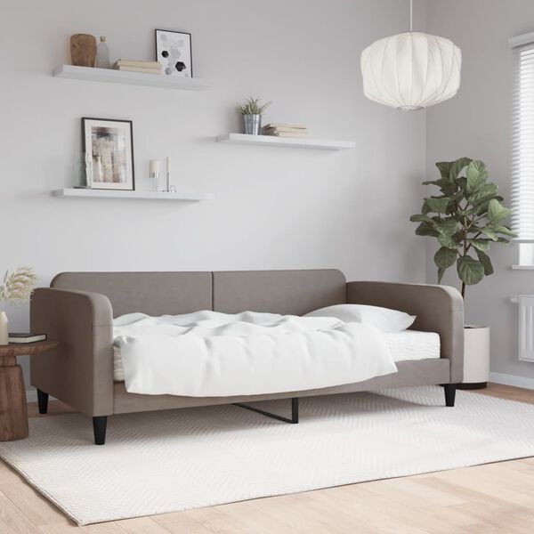 vidaXL Lit de jour avec matelas taupe 100x200 cm tissu