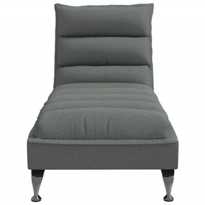 vidaXL Chaise longue avec coussins gris foncé tissu