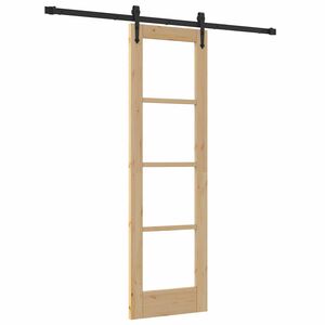 vidaXL Porte coulissante 61 x 198,5 cm Bois de pin massif et verre