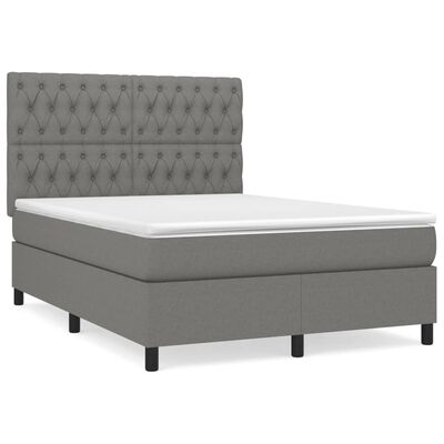 vidaXL Sommier à lattes de lit avec matelas Gris foncé 140x200cm Tissu