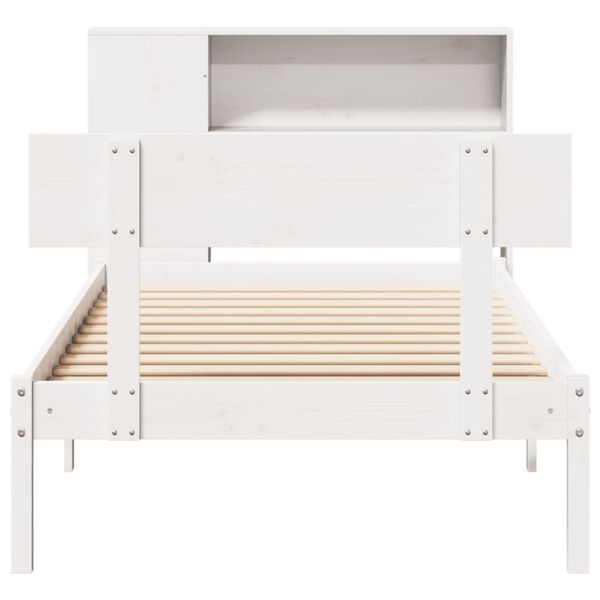 vidaXL Lit bibliothèque sans matelas blanc 90x190cm bois de pin massif