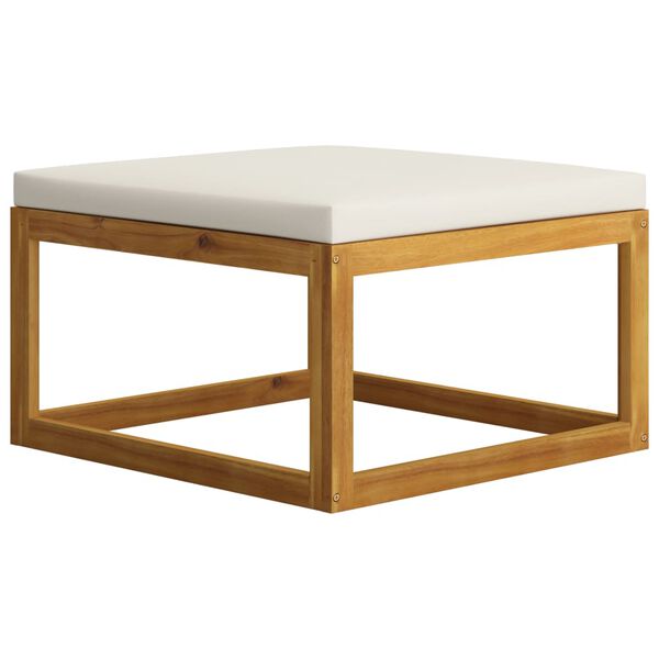 vidaXL Repose-pied avec coussin blanc cr&egrave;me bois massif d'acacia